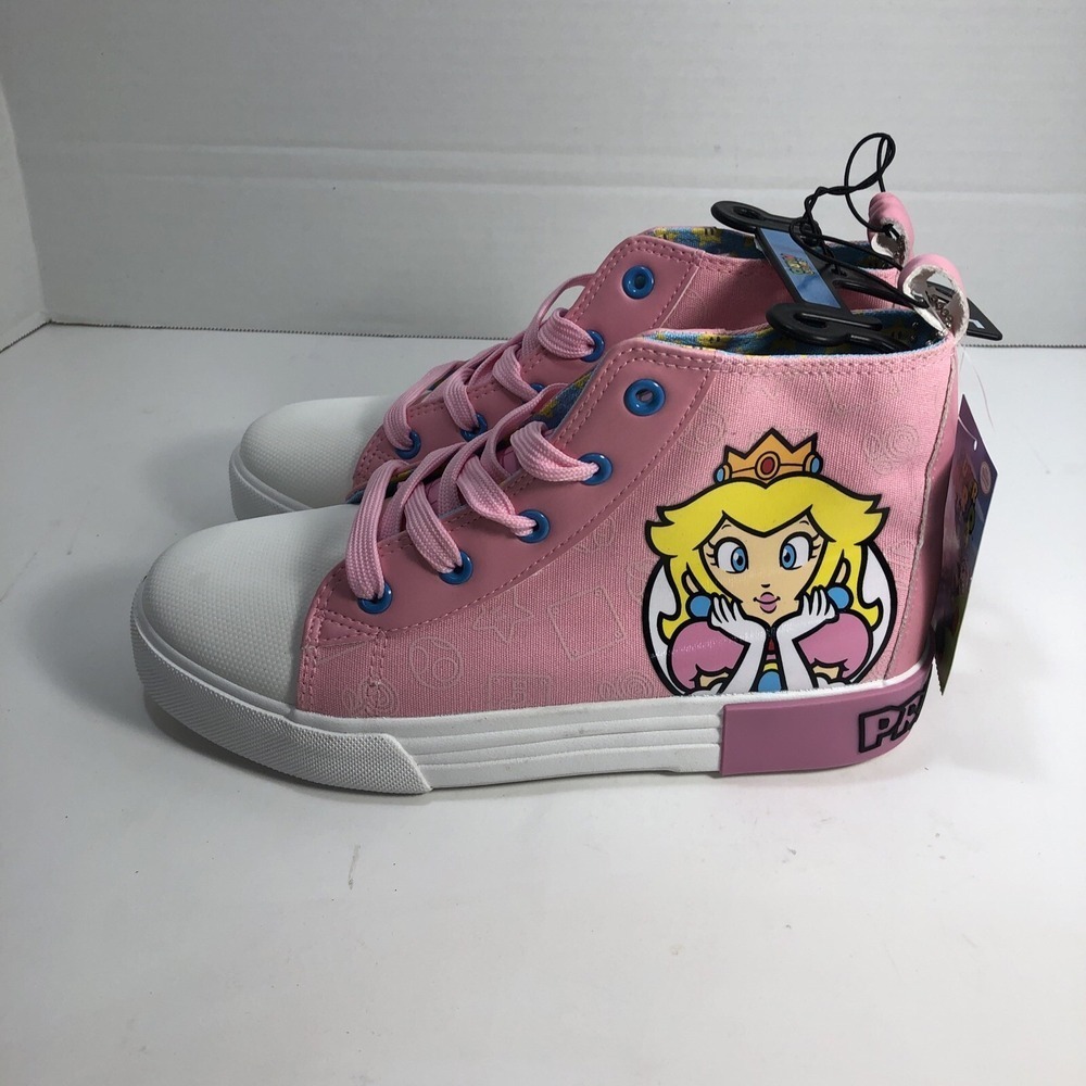 Nintendo Super Mario Princess Peach Pink High Top‎ Sneakers Girls Size 5